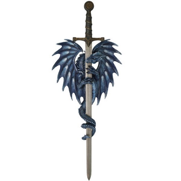 Sea Blade Dragon Sword and Holder Statue Wall Plaque